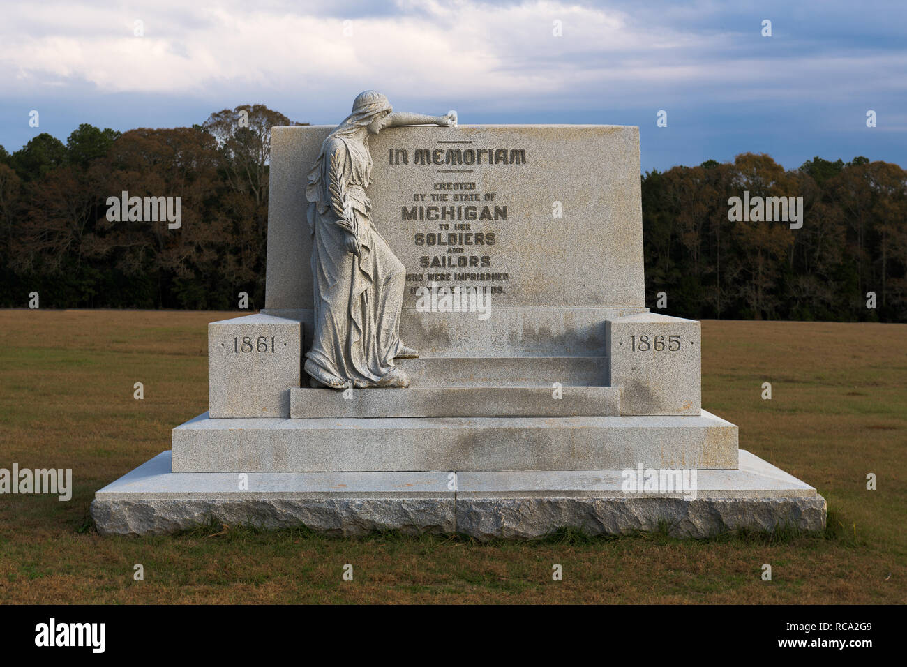 Michigan Monument an der Andersonville Bürgerkrieg Gefängnis an der Andersonville National Historic Site bei 760 POW Straße in Andersonville, Georgia Stockfoto