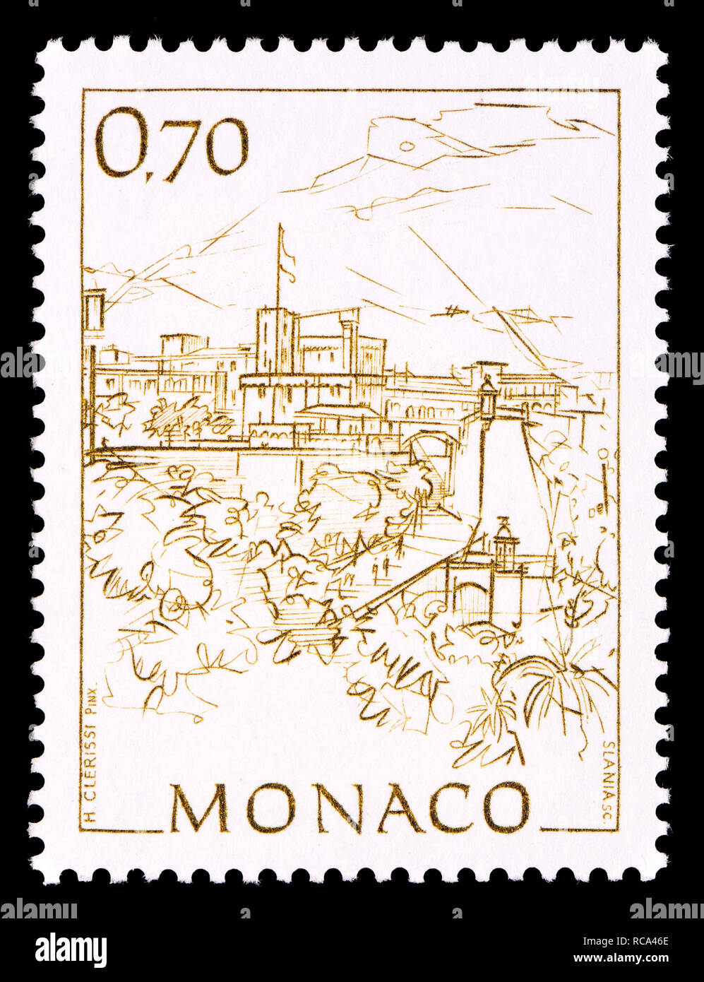 Monaco Briefmarke (1991): Frühe Blick auf Monaco endgültige Reihe: Princes Palace und Rampe Major Stockfoto