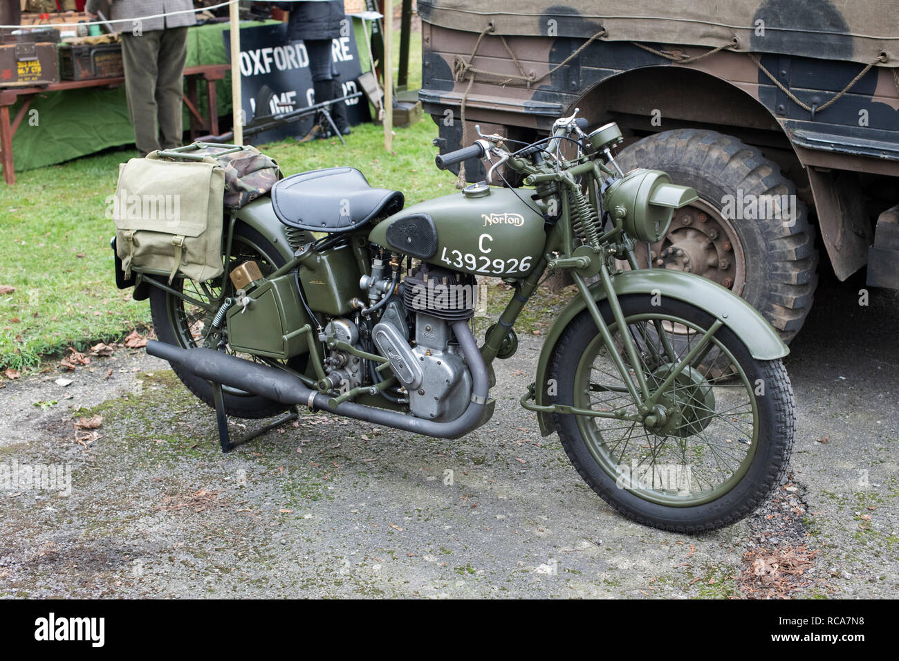 1940 Norton 16 UHR Militär Motorrad an Bicester Heritage Center. Bicester, Oxfordshire, England Stockfoto