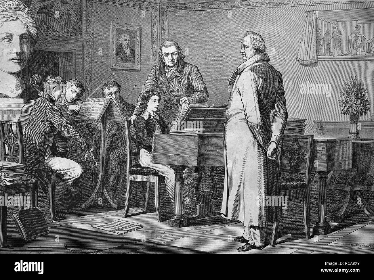 Der junge Mendelssohn Bartholdy Goethe, besuchen historische Gravuren, 1869 Stockfoto