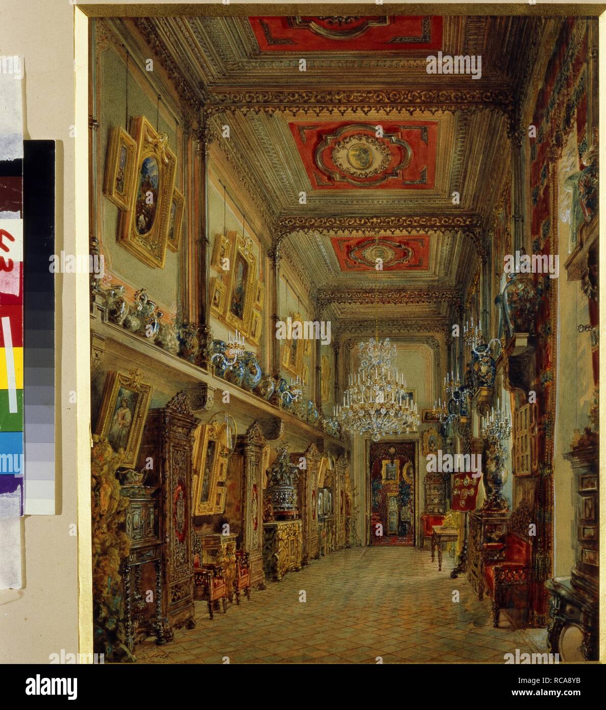 Die Bibliothek in der Yusupov Palast in St. Petersburg. Museum: Staatliches russisches Museum, St. Petersburg. Autor: Sadovnikov, Vasily Semyonovich. Stockfoto