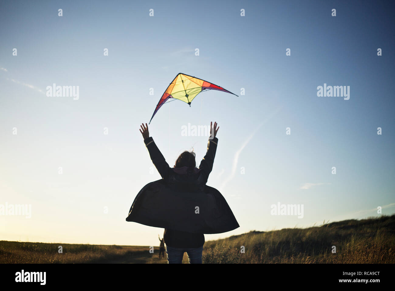 Mädchen mit kite Stockfoto