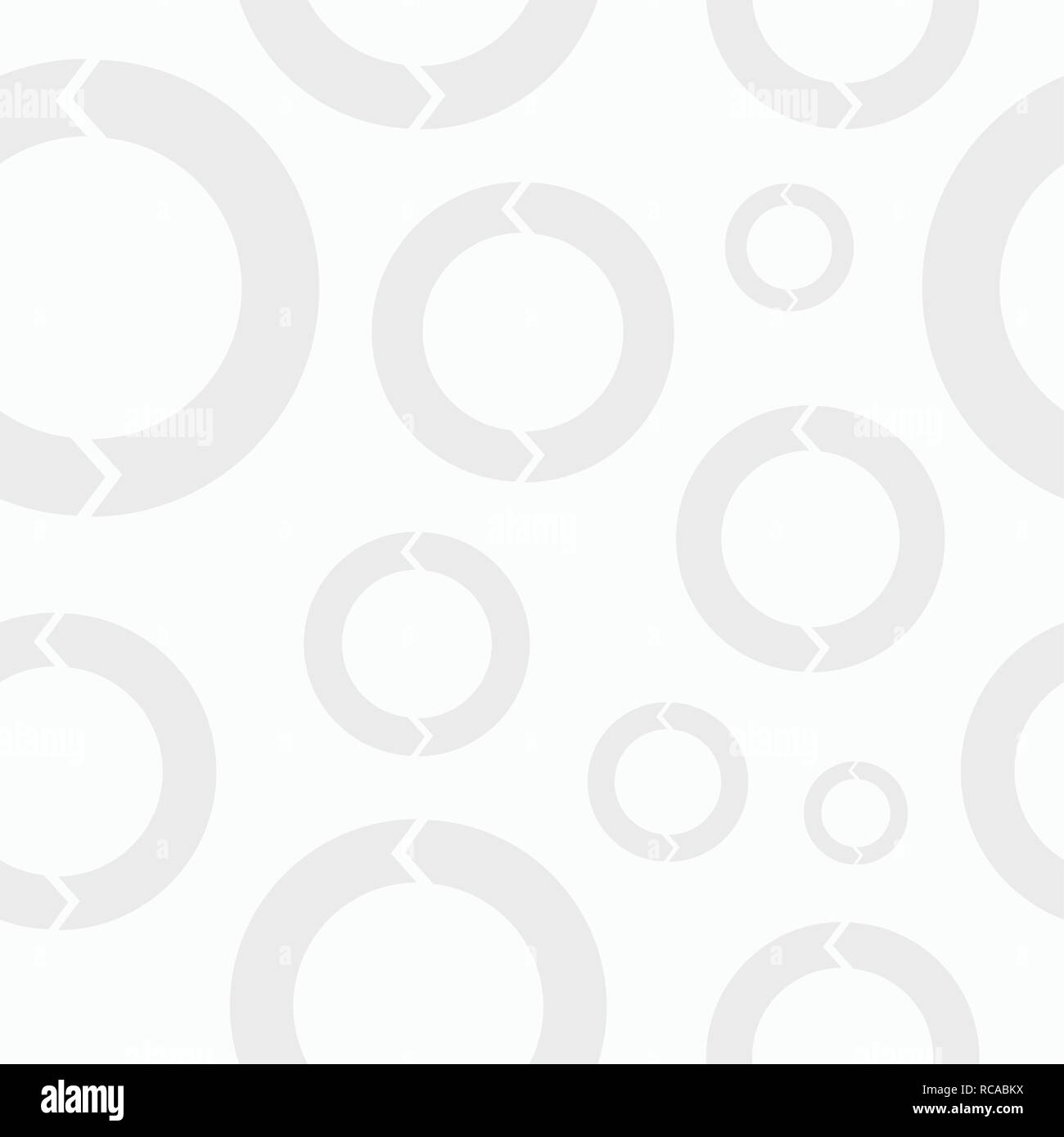 Vector Hintergrund nahtlose Muster mit kreisförmigen Pfeilen. Flache Bauform. Weiße und graue geometrische Struktur. Stock Vektor