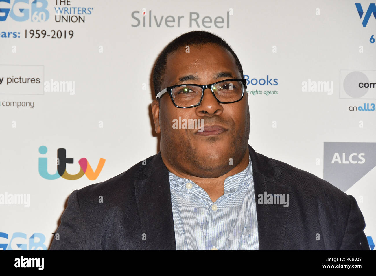 London, Großbritannien. 14 Jan, 2019. Rob Williams ist ein Moderator besucht 2019 Writers' Guild Awards an der königlichen Hochschule der Ärzte am 14. Januar 2019, London, UK Bild Capital/Alamy leben Nachrichten Stockfoto