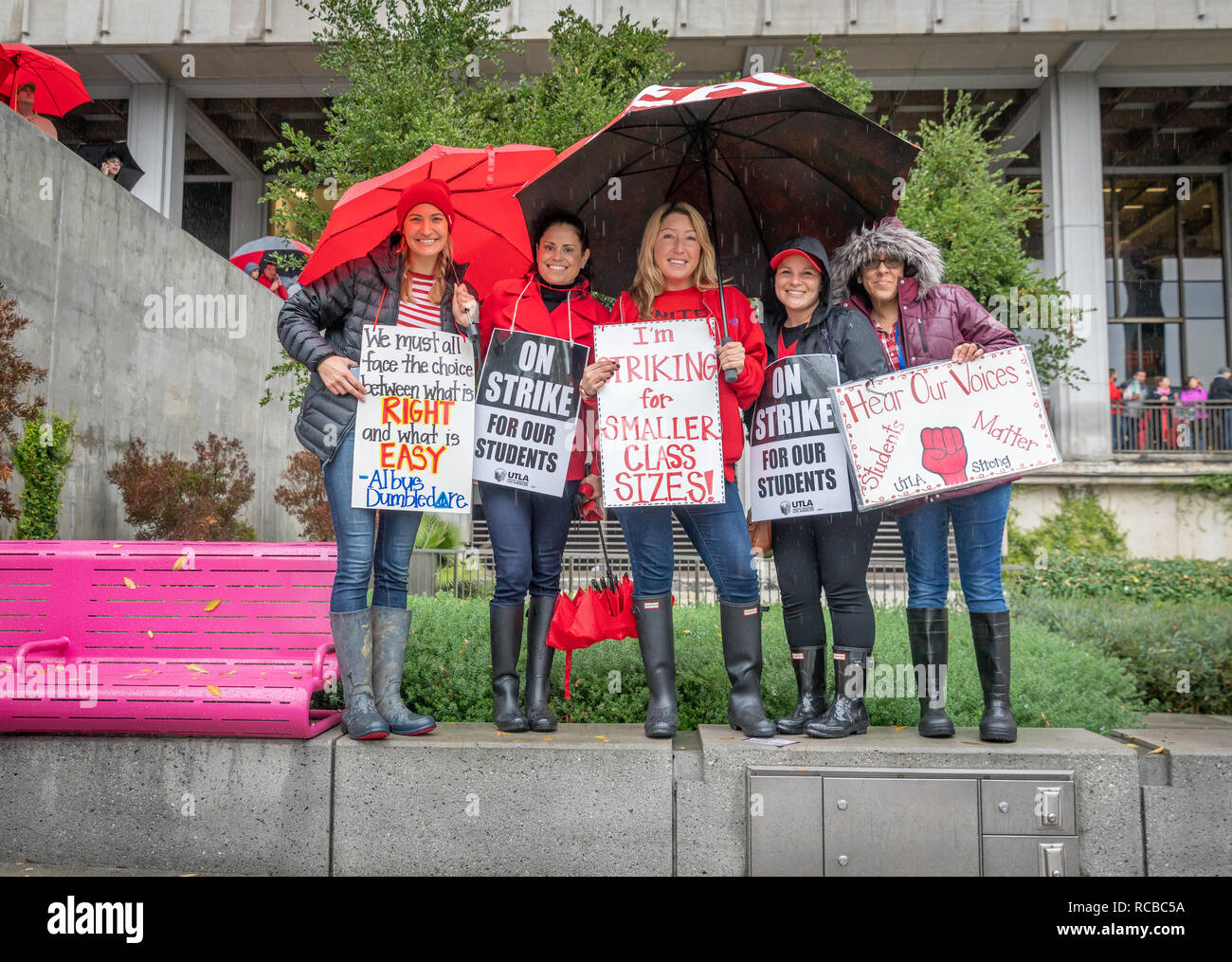 Los Angeles, USA. 14. Jan 2019. Streik der Lehrer Kundgebung in der Innenstadt von Los Angeles, Kalifornien, am 14. Januar 2019. Quelle: Jim Newberry/Alamy leben Nachrichten Stockfoto