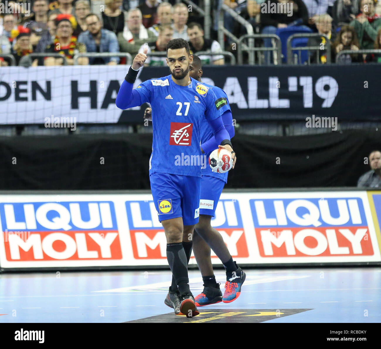 Berlin, Deutschland. 14 Jan, 2019. Handball IHF Men's World Championship: Frankreich recht zurück Adrien Dipanda Credit: Mickael Chavet/Alamy leben Nachrichten Stockfoto