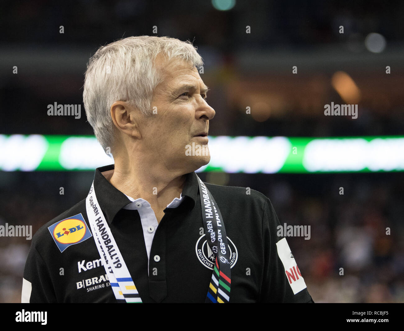 14 Januar 2019, Berlin: Handball: WM, Russland - Deutschland, Vorrunde, Gruppe A, 3.Spieltag. Reinhold Roth, Physiotherapeut der deutschen Handball-Nationalmannschaft. Foto: Soeren Stache/dpa Stockfoto