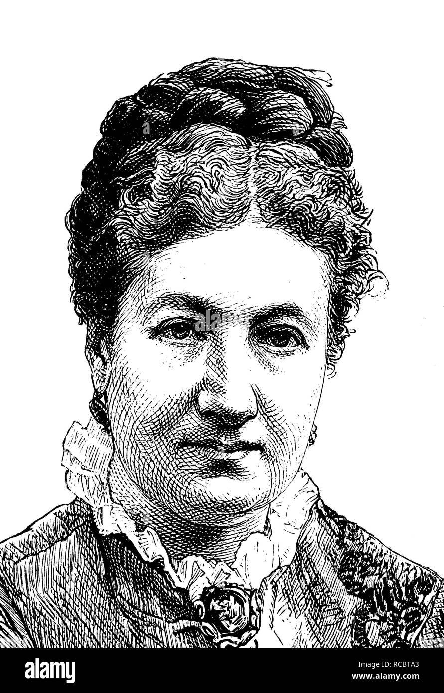 Marie Calm, Pseudonym Marie Ruhland, 1832-1887, ein deutscher Schriftsteller, Pädagoge und Feministin, historische Gravuren, 1883 Stockfoto