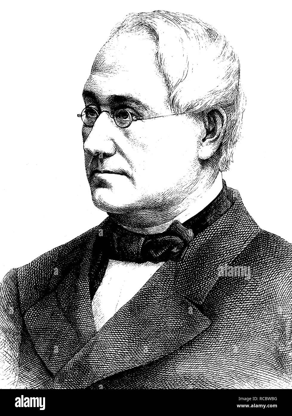 Carl Wilhelm Otto Koch, 1810-1876, ein deutscher Rechtsanwalt und Politiker, von 1849 bis 1876 Oberbürgermeister von Leipzig, historische Gravur Stockfoto