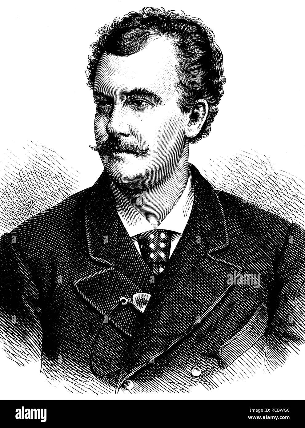 Otto Schelper, geb. Peter Johann Christian Otto Buck, 1844-1906, eine deutsche Opernsängerin, Bariton Stimme, historische Gravur Stockfoto