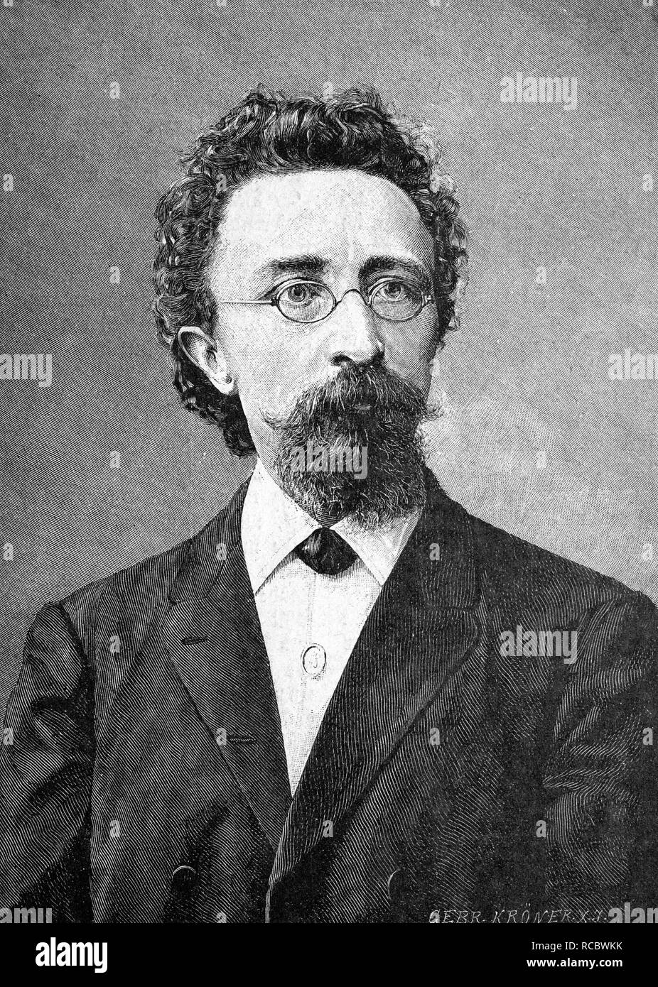 Anton Joseph Ohorn, 1846-1924, ein Lehrer, Dichter und Schriftsteller, historische Gravur ca. 1888 Stockfoto