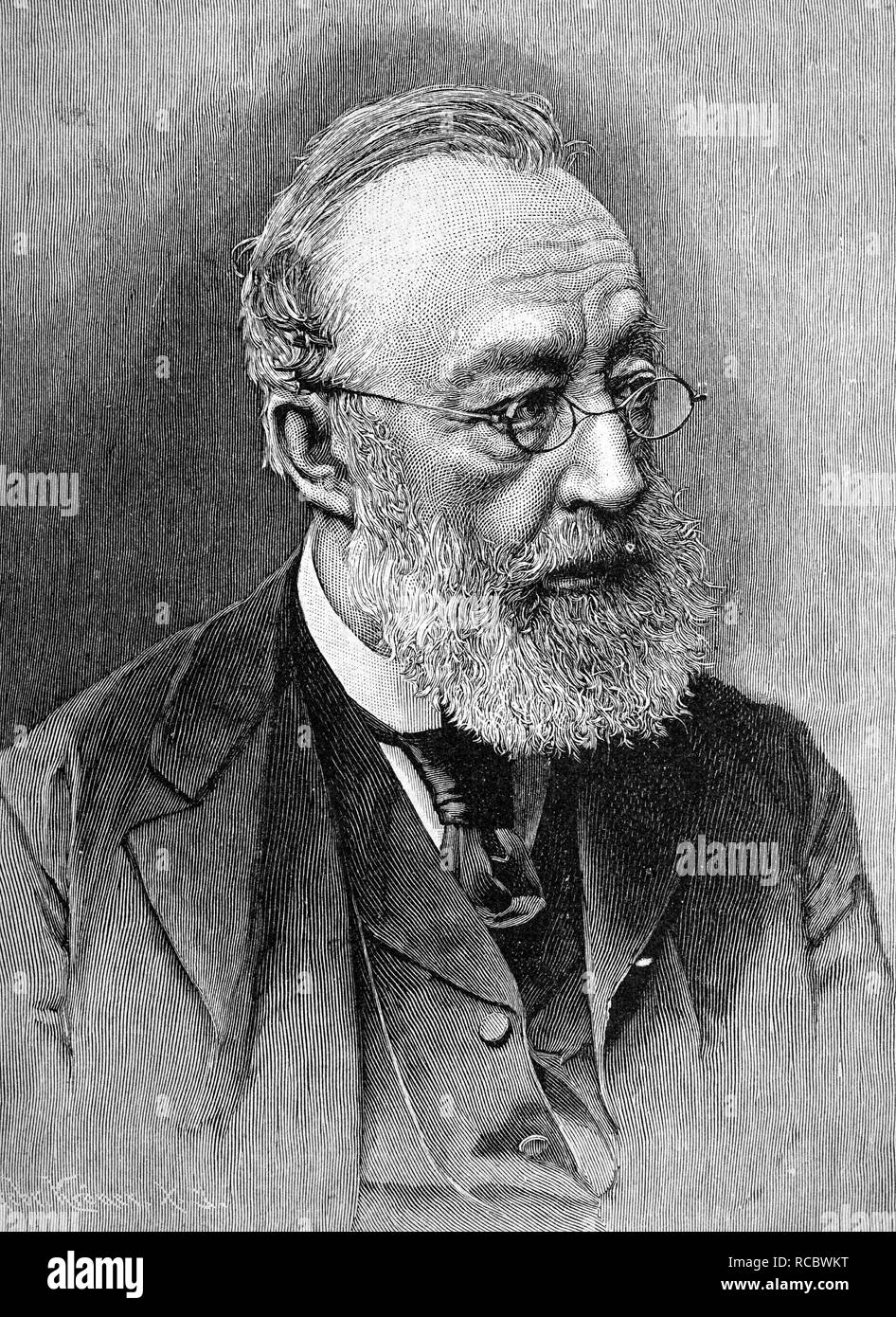 Gottfried Keller 1819-1890, Schweizer Dichter und Politiker, historische Gravur, ca. 1888 Stockfoto