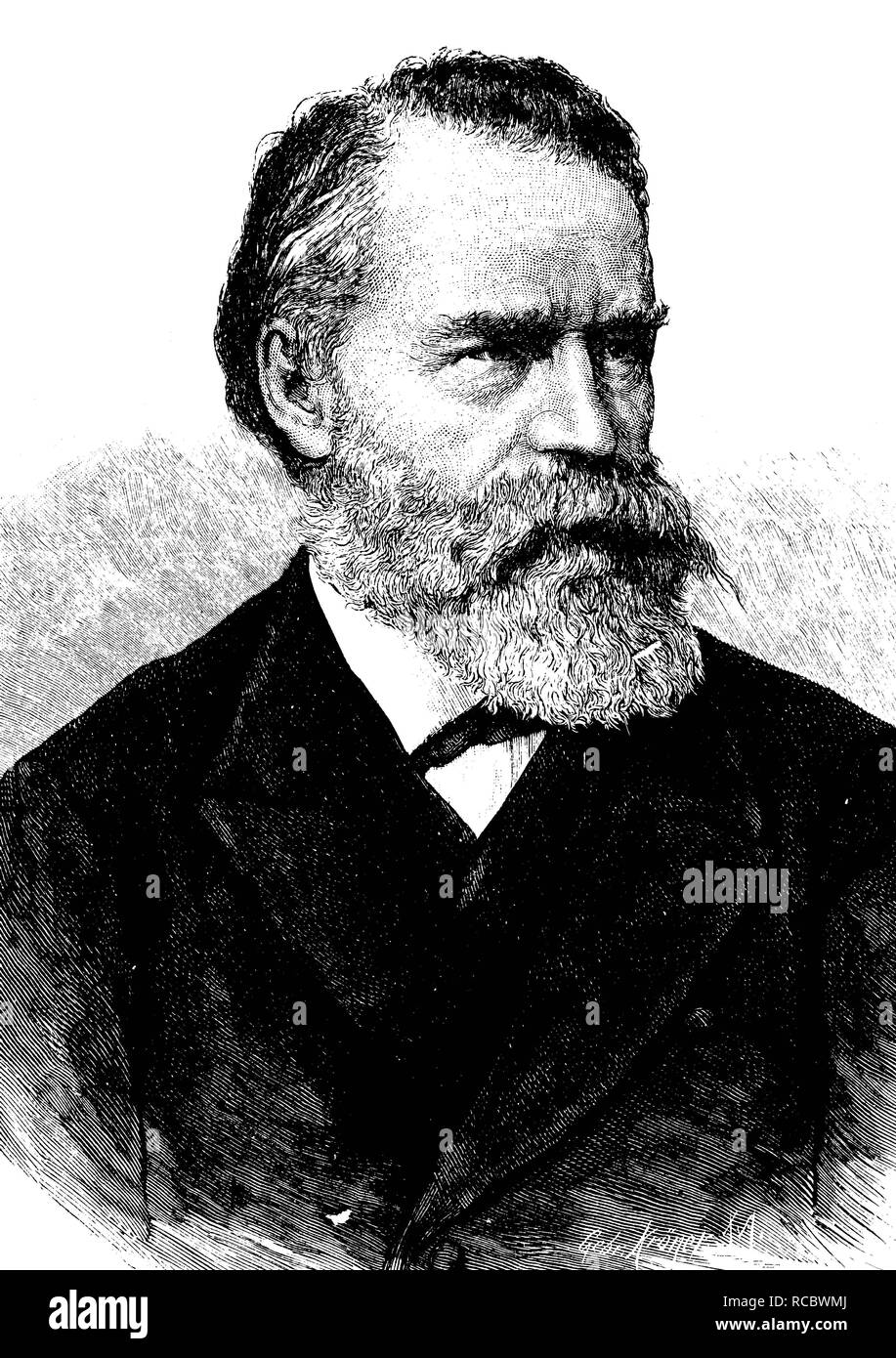 Ferdinand Gregorovius, 1821 – 1891, deutscher Schriftsteller und Historiker, historische Gravur, ca. 1888 Stockfoto