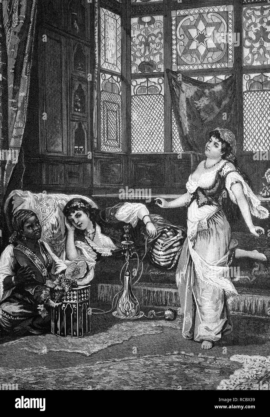 In einem Harem in Arabien historische Gravuren, 1888 Stockfoto