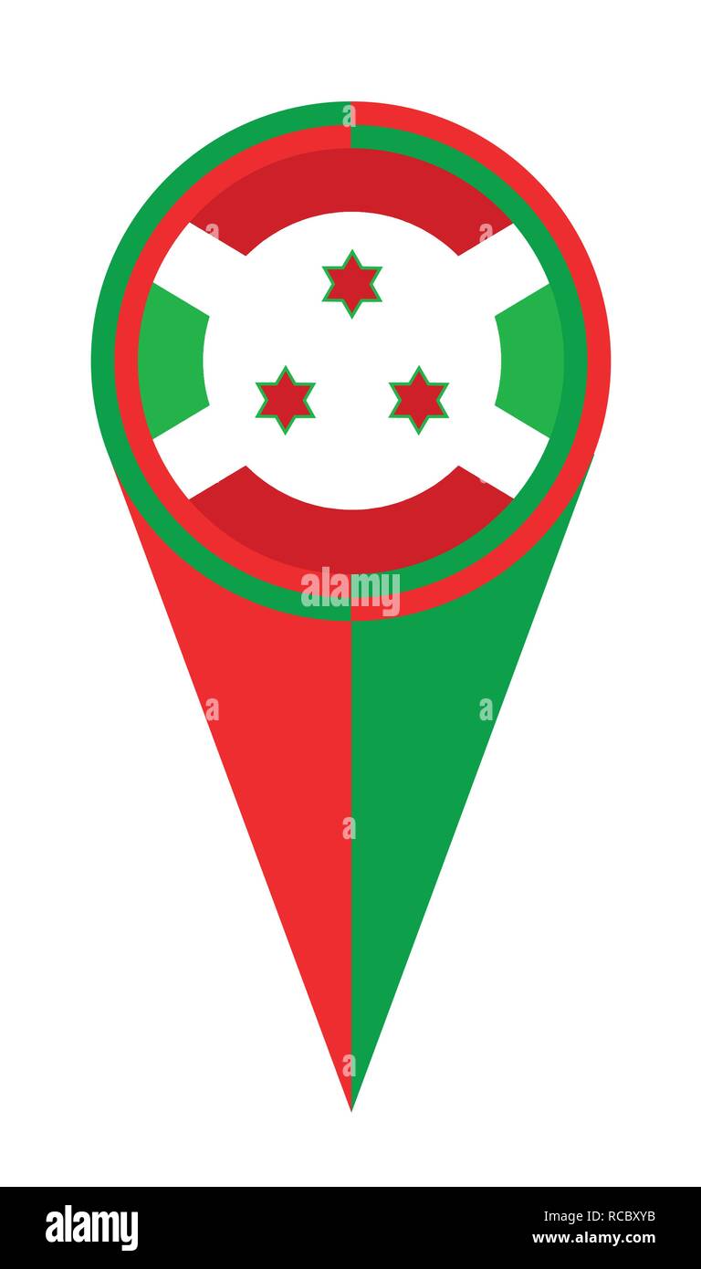 Burundi Kartenzeiger pin Symbol Lage Flagge Marker Stock Vektor
