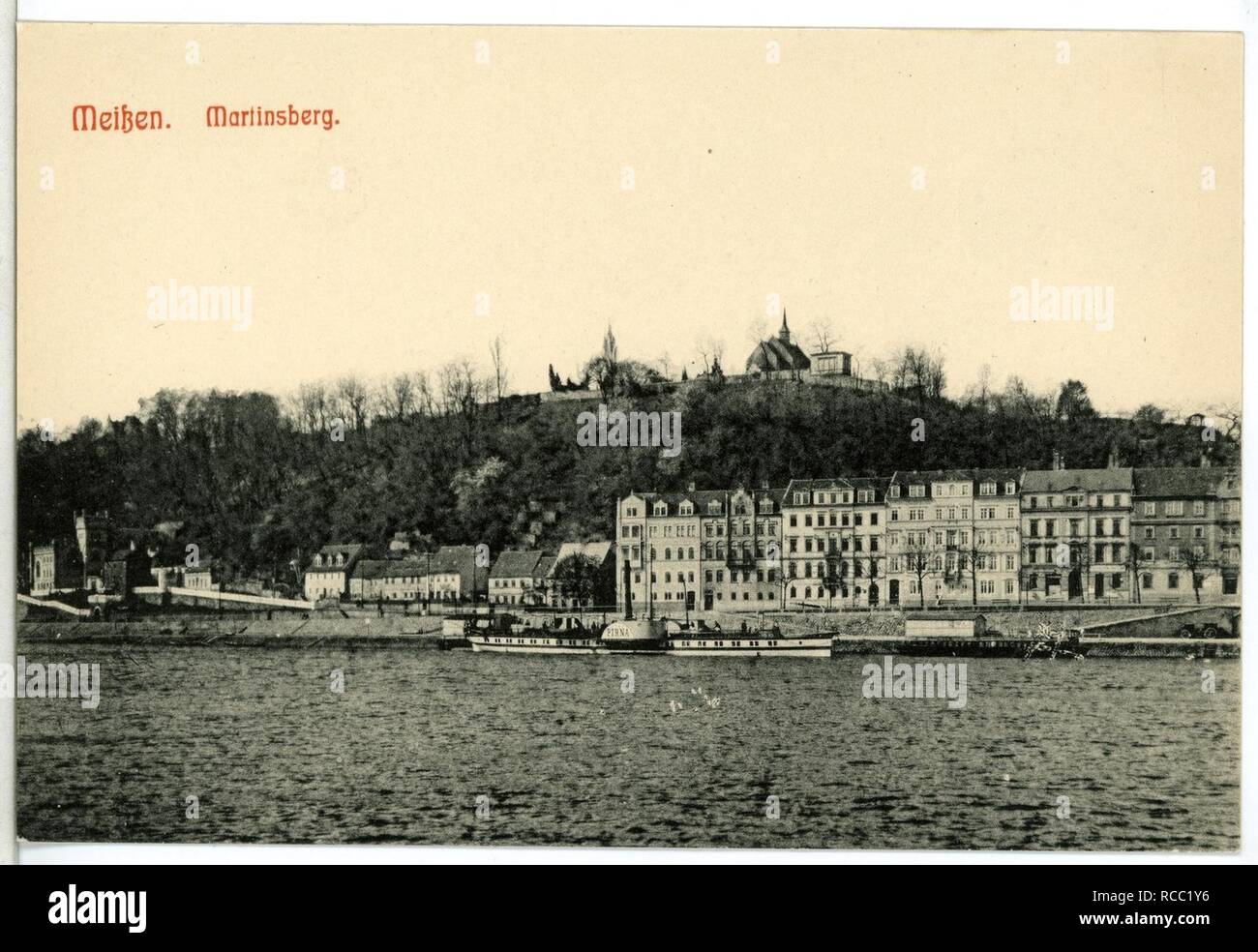 11916 - Meißen-1910-Zwettl-Elbe mit Dampfer Pirna - Stockfoto