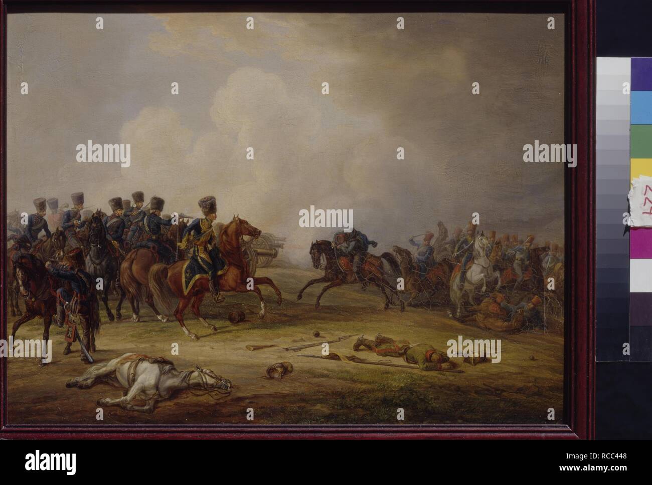 Ein Angriff der Österreichischen Husaren auf dem französischen Batterie. Museum: Staat A Puschkin-Museum für bildende Künste, Moskau. Autor: Adam, Albrecht. Stockfoto