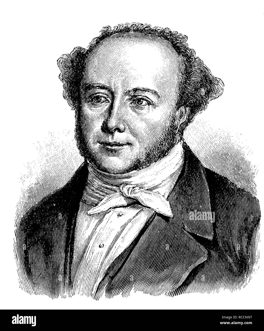 Jeremias Gotthelf, auch bekannt als Albert Bitzius, 1797-1854, Schweizer Schriftsteller und Pfarrer, historische Holzstich um 1897 Stockfoto