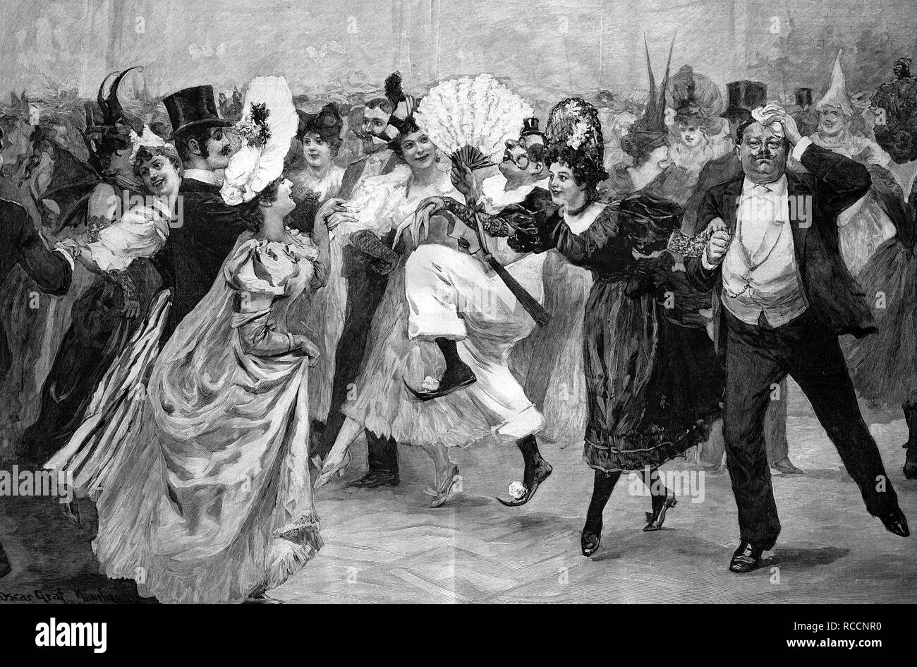 Francaise, tanzen auf den Karneval, historische Holzstich, ca. 1897