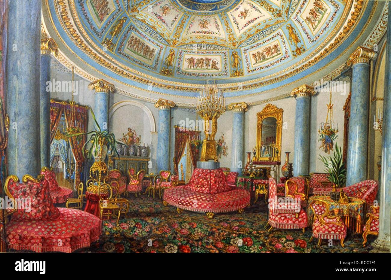 Die Rotunde in der Yusupov Palast in St. Petersburg. Museum: Staatliches russisches Museum, St. Petersburg. Autor: Sadovnikov, Vasily Semyonovich. Stockfoto