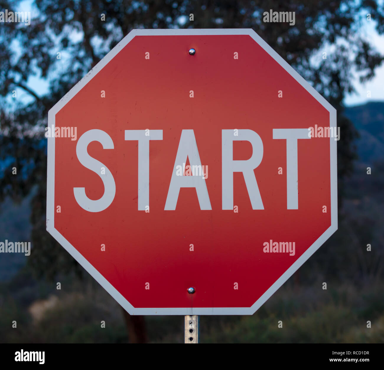 Start-Zeichen Stockfoto