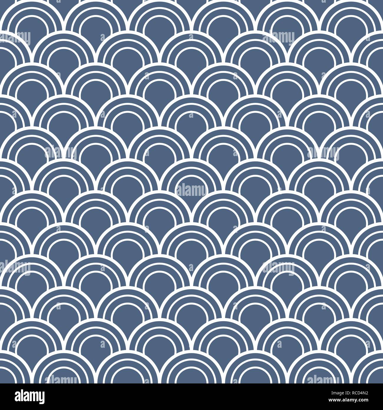 Vektor japanische Wellen auf blauem Hintergrund nahtlose Muster wiederholen. Stock Vektor