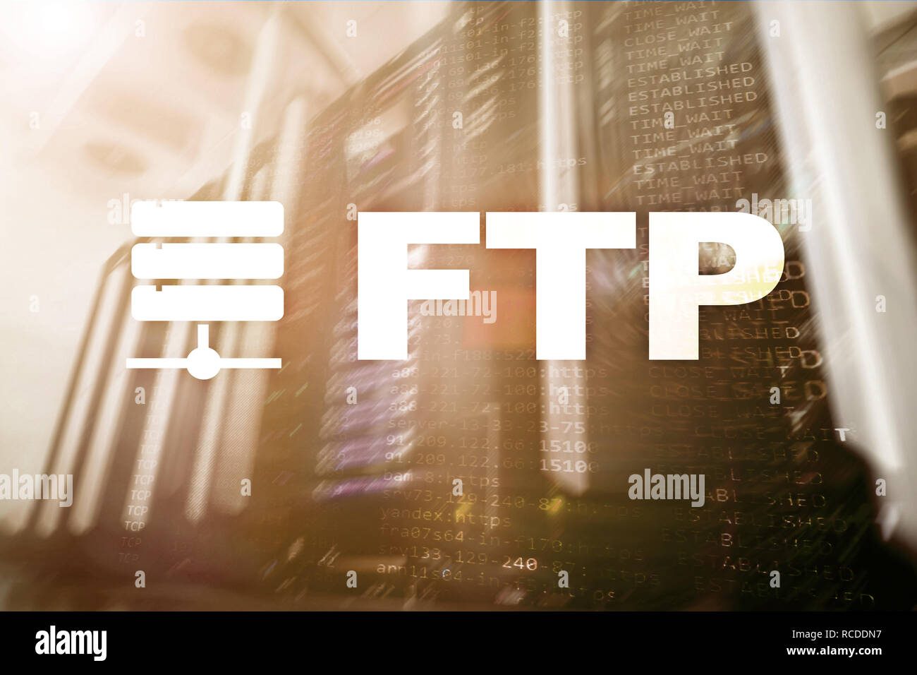 FTP - File Transfer Protocol. Internet und Kommunikation Technologie Konzept Stockfoto