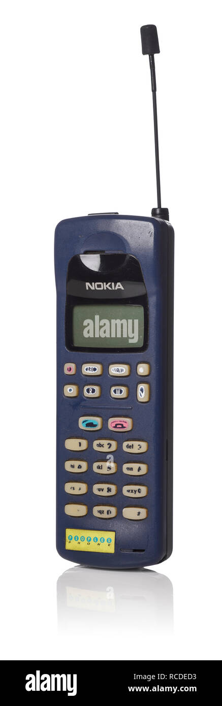 Ein NOKIA THX-62 Y vintage Mobiltelefon aus den 90er Jahren. Das Modell ist eine Marke von Menschen Telefon und ist vergleichbar mit dem Nokia 101 Stockfoto