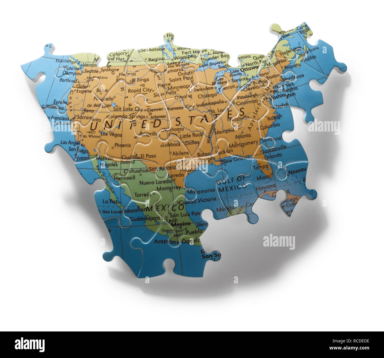 Ein Abschnitt des Jigsaw Puzzle der Vereinigten Staaten von Amerika Stockfoto