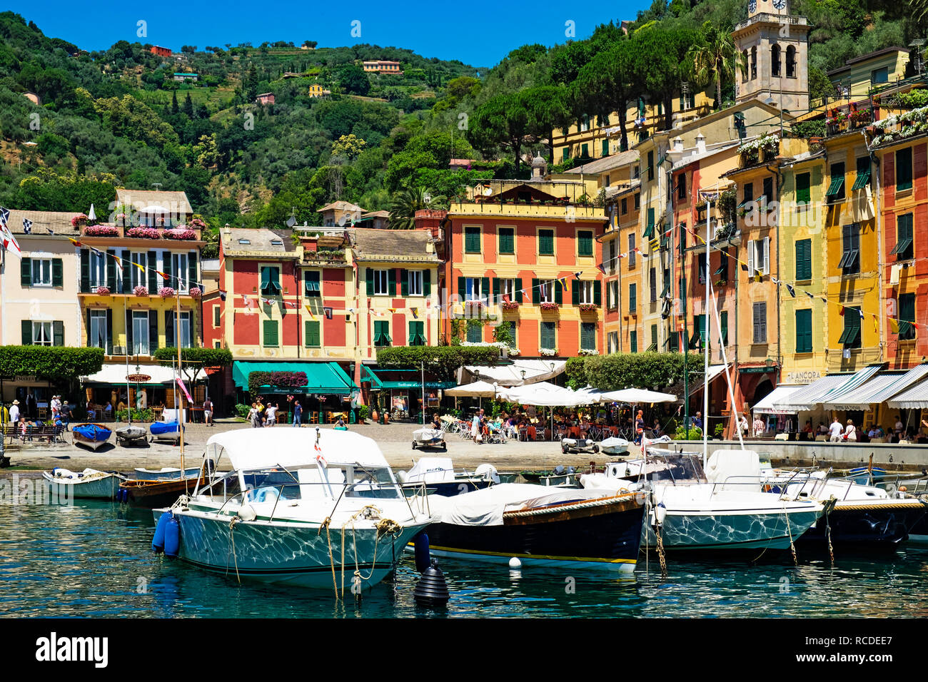 Sommer boote Hafen Marina, Portofino, Genua, Ligurien, Italien Stockfoto
