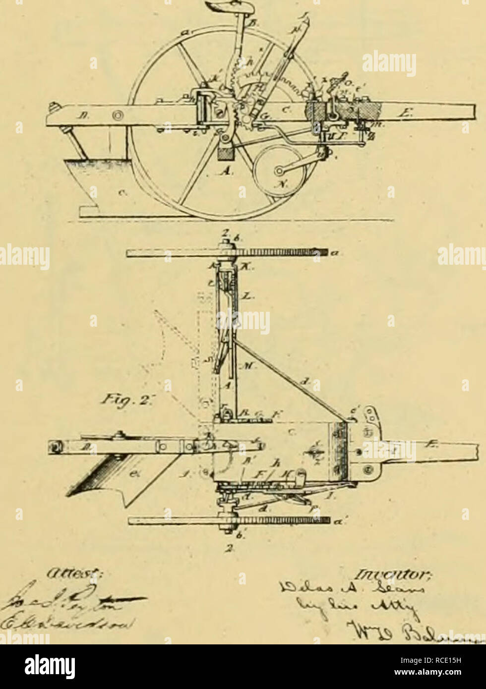 . Digest landwirtschaftlicher Geräte, in den Vereinigten Staaten von A.D. 1789 bis Juli 1881 patentierte... Landwirtschaftlichen Maschinen; Patente. ^ I4M Â© â Â"¢â" 1 --'' "A": "TP"* ((] = "^^â &Lt;nr U" 311 tni BIN-es M'i-i 0. A. SEARS Sulky-Plows. D. SEARS. Sulky-Plows. .^ rj?../.. Bitte beachten Sie, dass diese Bilder sind von der gescannten Seite Bilder, die digital für die Lesbarkeit verbessert haben mögen - Färbung und Aussehen dieser Abbildungen können nicht perfekt dem Original ähneln. extrahiert. Allen, James T. (James Titus); in den Vereinigten Staaten. Patentamt. [New York, Gedruckt von J. C. Von Arx Stockfoto