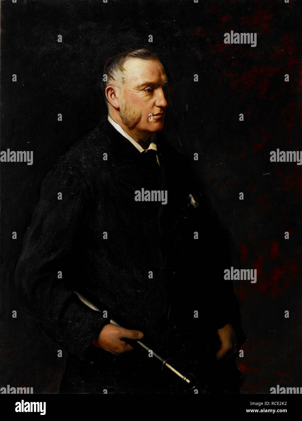 Thomas, erster Earl Brassey (1836-1918). C 1885 gemalt. Drei viertel länge Porträt, auf der Suche nach Recht. Er hat graue Haare und Bart, schwarzer Anzug und Krawatte. In seiner rechten Hand hält er ein Teleskop, seinen Hut an seiner Seite. c 1885. Öl Malerei. Größe: 109 durch 84 cms. Quelle: Foster 794. Autor: HOLL, Frank. Stockfoto
