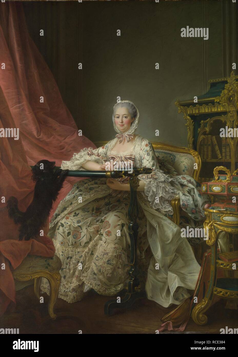 Madame de pompadour mit hund Fotos und Bildmaterial in hoher