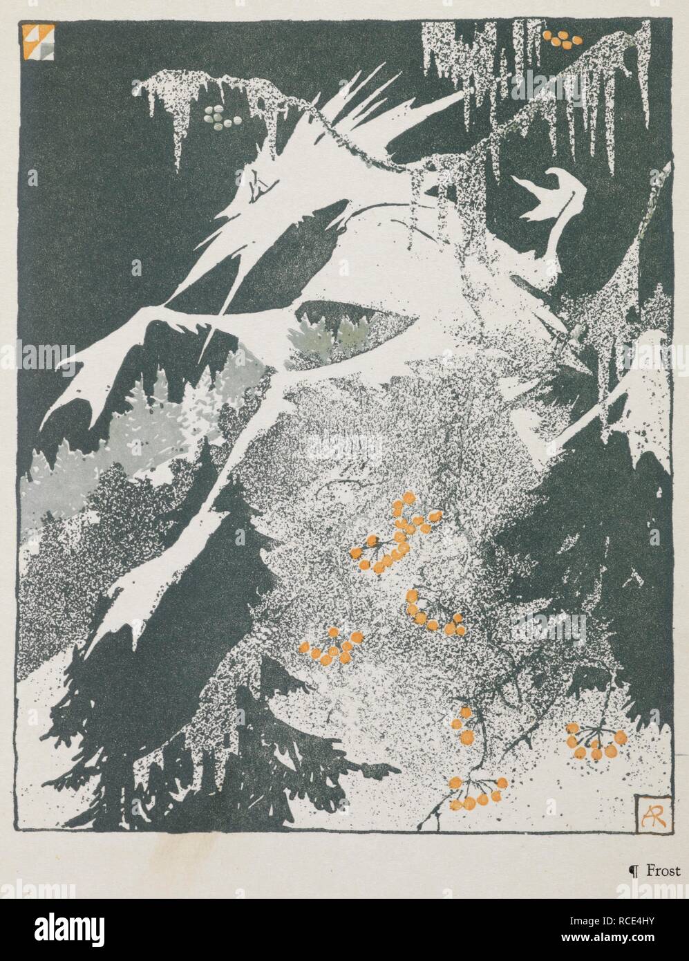 Ein frostiger winter Szene aus dem Drei goldene Äpfel. Hawthorne's Wunder Buch... Ill. von Arthur Rackham. London: Hodder & Stoughton, [1922]. Frost. Quelle: 04504.h.24, S. 104. Autor: RACKHAM, Arthur. HAWTHORNE, Nathaniel. Stockfoto