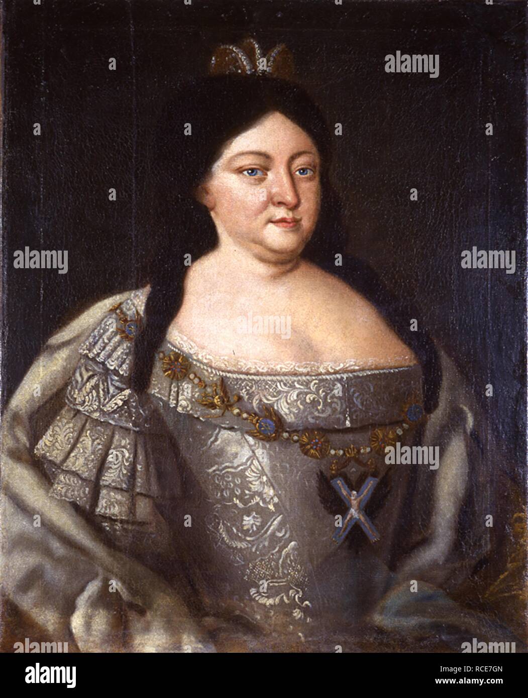 Porträt der Kaiserin Anna Ioannovna (1693-1740). Museum: Staatliches Historisches Museum, Moskau. Autor: anonym. Stockfoto