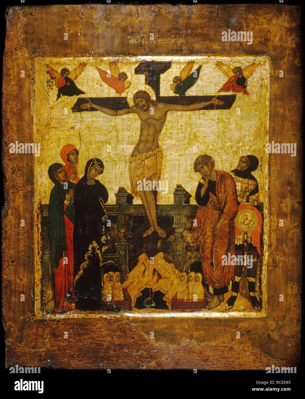 Die Kreuzigung. Museum: Walters Art Museum, Baltimore. Thema: russische Ikone. Stockfoto