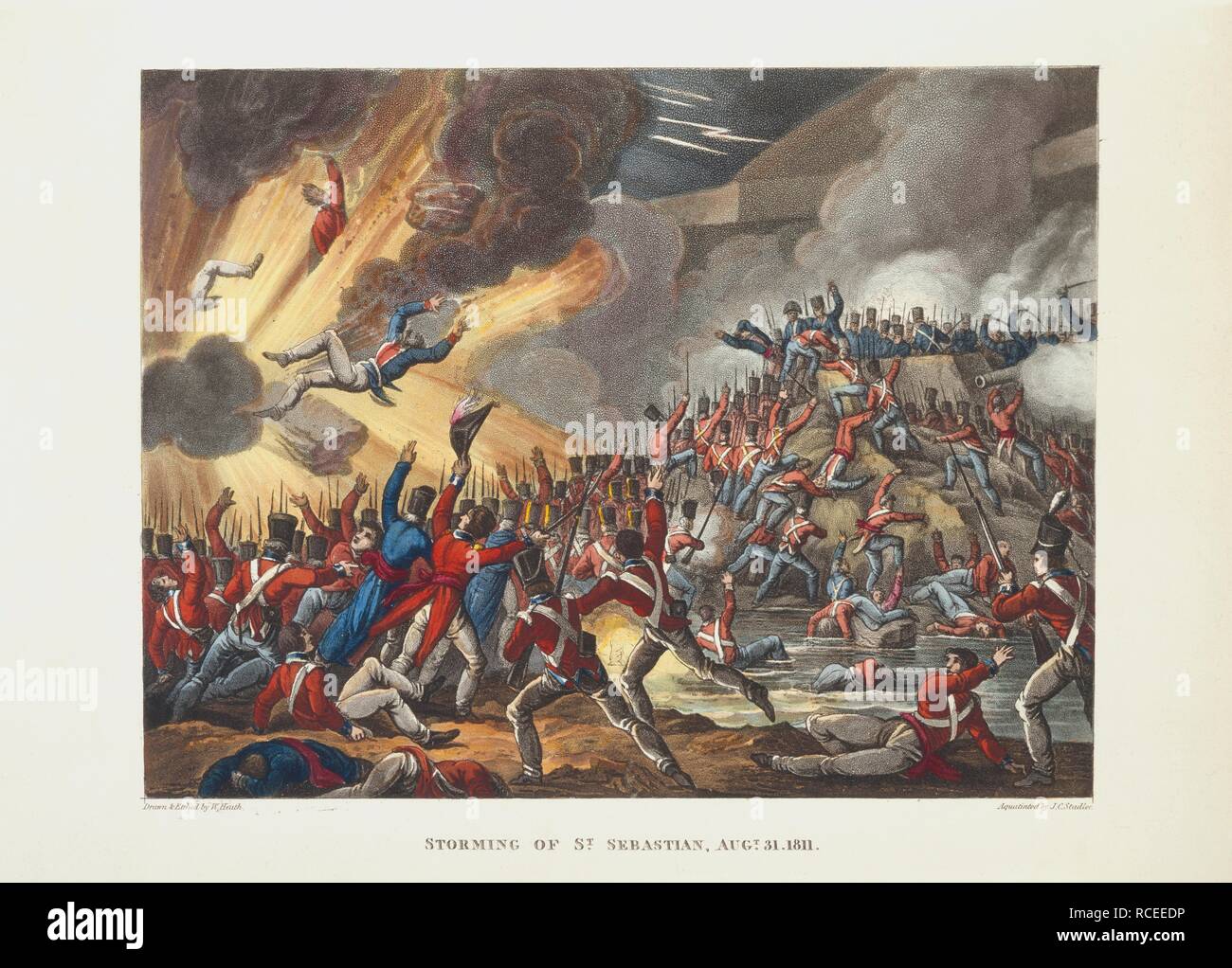 Erstürmung von St. Sebastian, 31. August 1811. Die Kriege von Wellington, eine Erzählung Gedicht. London, 1819. Quelle: 838. m. 7, gegenüber Seite 160. Sprache: Englisch. Autor: Syntax, Doktor. Stadler, Joseph C. HEIDE W. Stockfoto