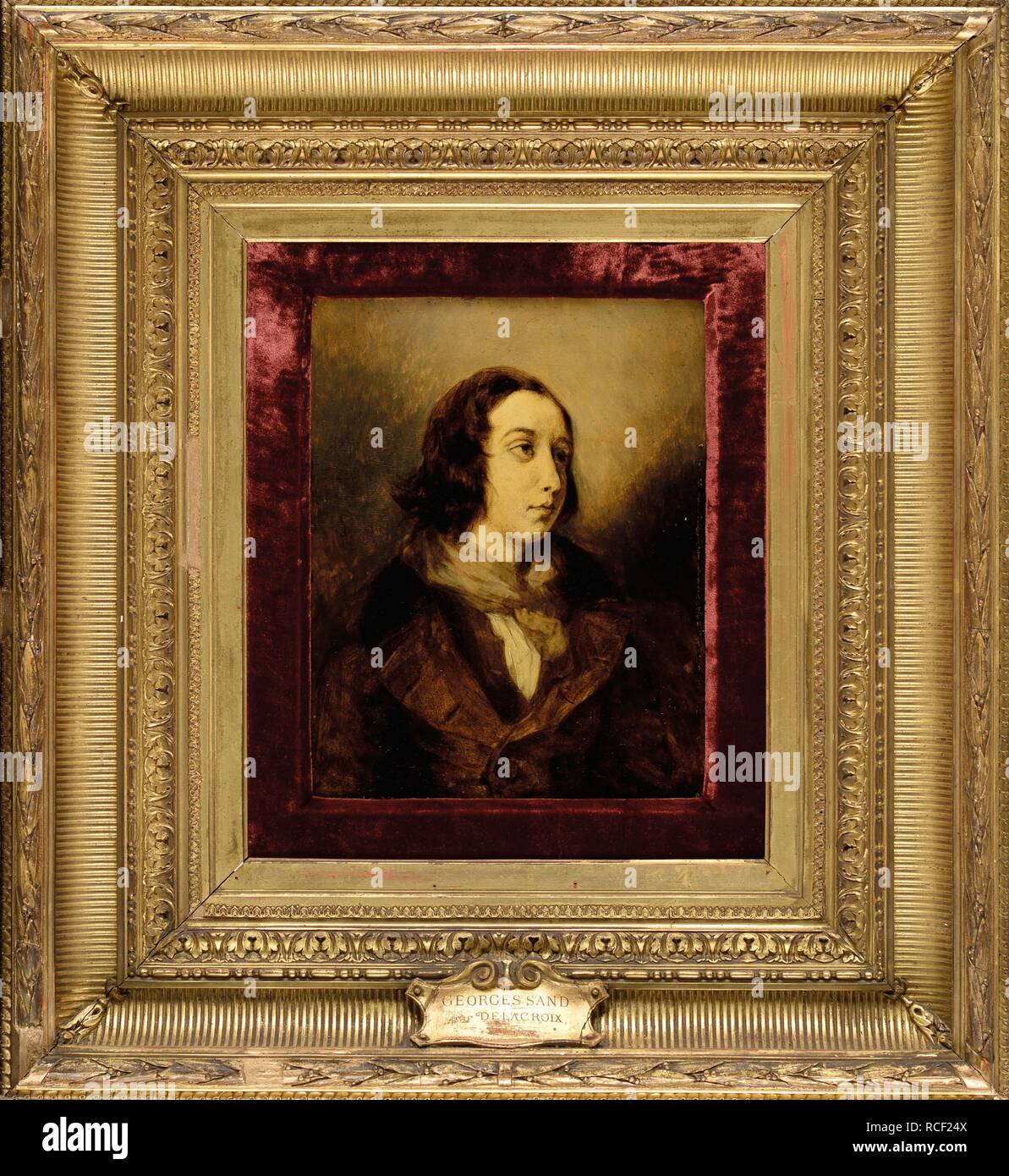 George Sand als Mann verkleideten. Museum: private Sammlung. Autor: DELACROIX, Eugene. Stockfoto