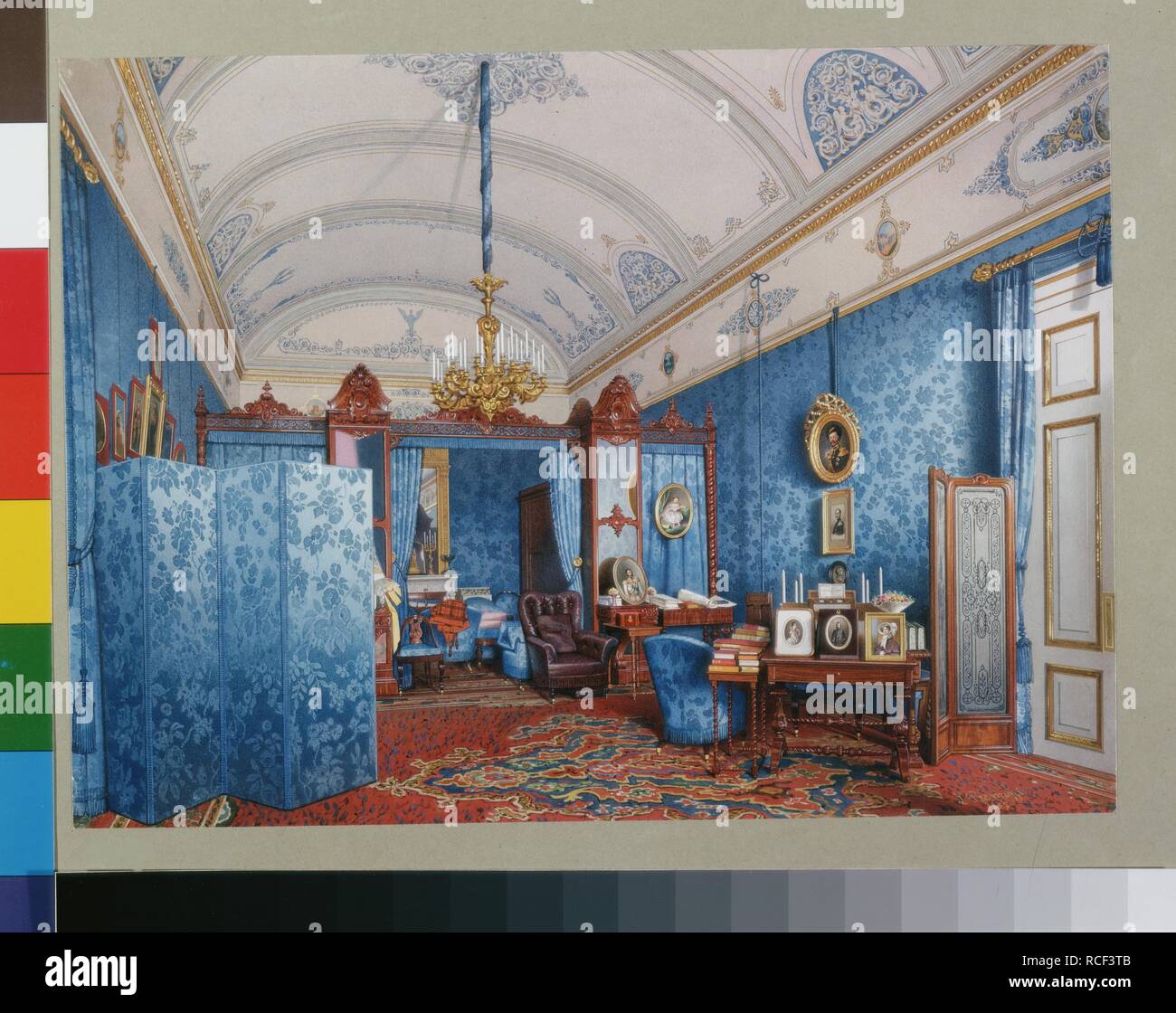 Innenräume des Winter Palace. Die Garderobe der Kaiserin Maria Alexandrowna. Museum: Staatliche Eremitage, St. Petersburg. Autor: Premazzi, Ludwig (Luigi). Stockfoto