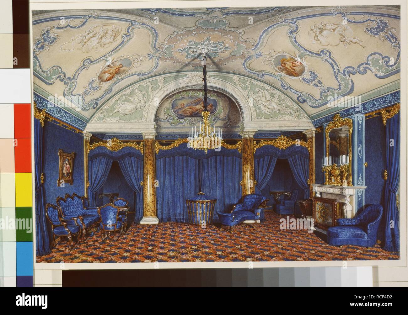 Innenräume des Winter Palace. Die vierte Reserviert Wohnung. Ein Schlafzimmer. Museum: Staatliche Eremitage, St. Petersburg. Thema: Hau, Eduard. Stockfoto