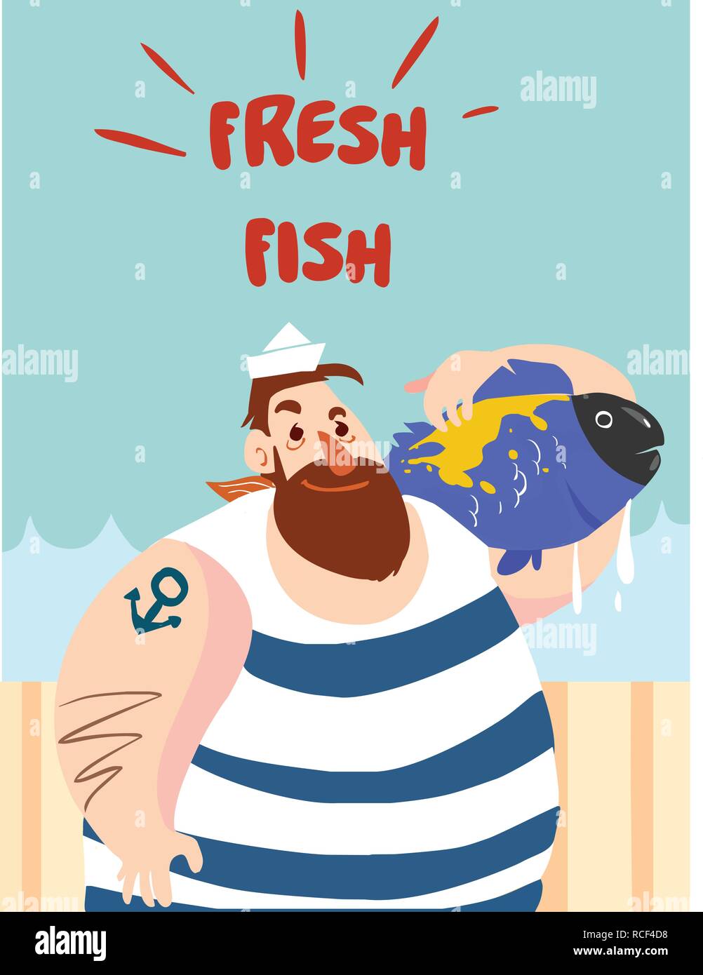 Angeln Angler mit Fisch in den Händen Vector Illustration Stock ...