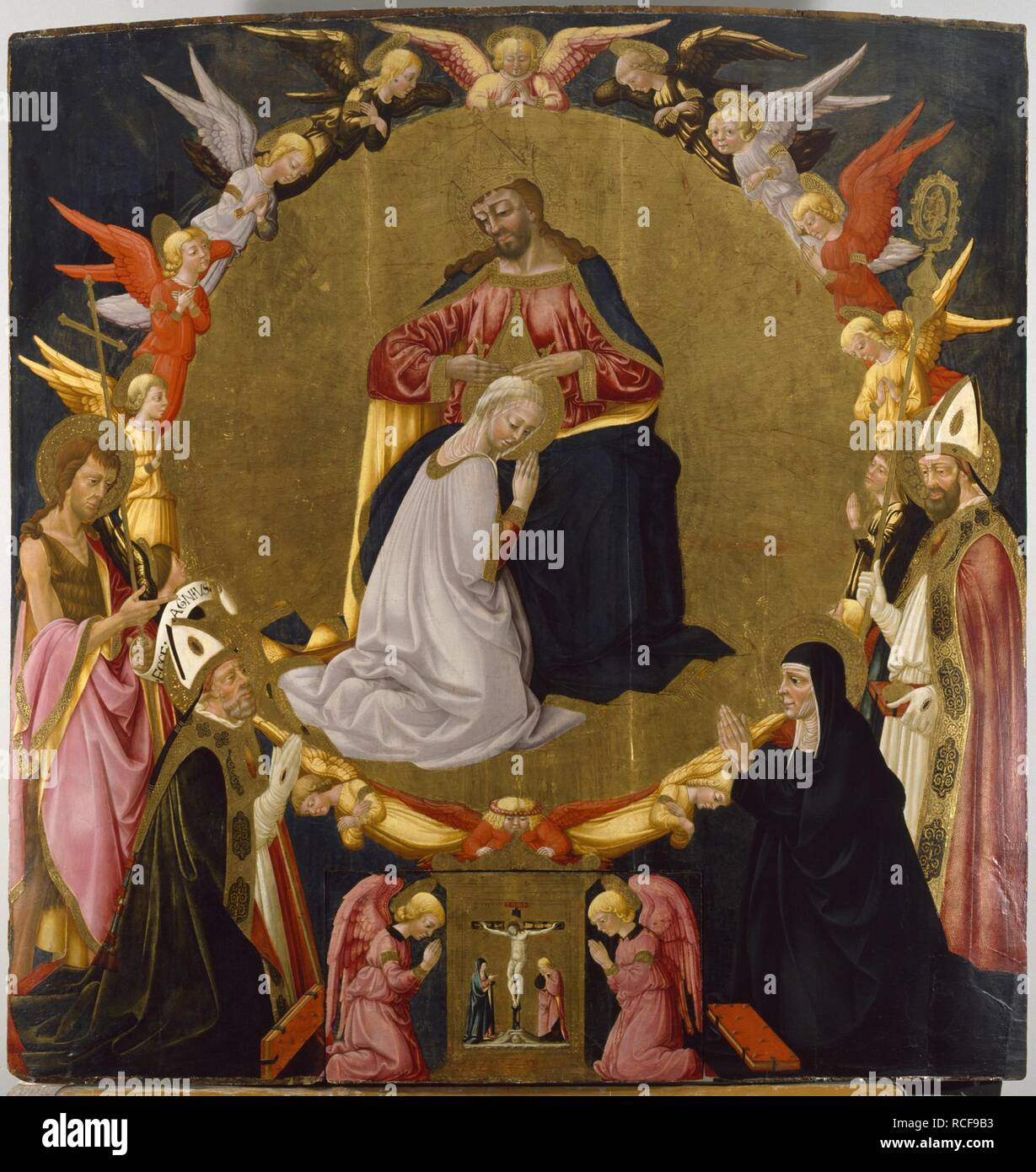 Die Krönung der Jungfrau mit Engeln und vier Heiligen. Museum: Walters Art Museum, Baltimore. Autor: Neri di24. Stockfoto