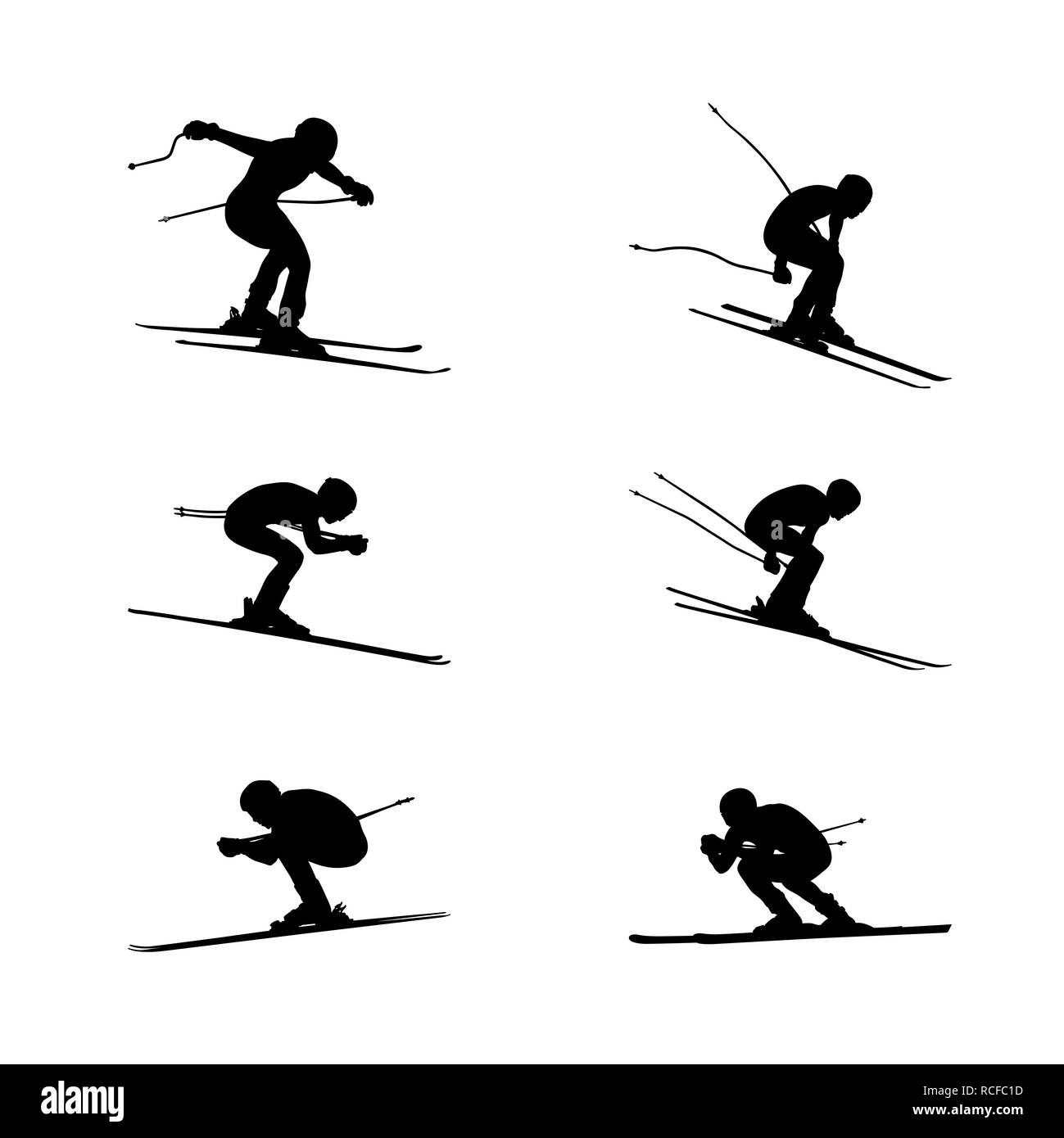 Gruppe Ski Alpin sport Men bergab Stockfoto