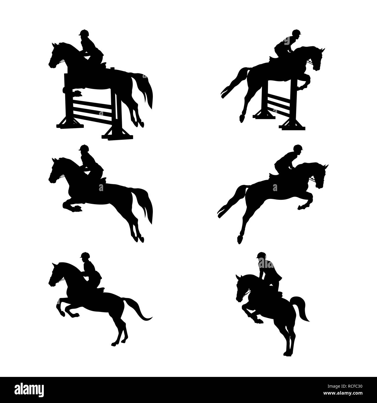 Festlegen von Pferdesport Frauen und Männer Rider im Pferd Stockfoto