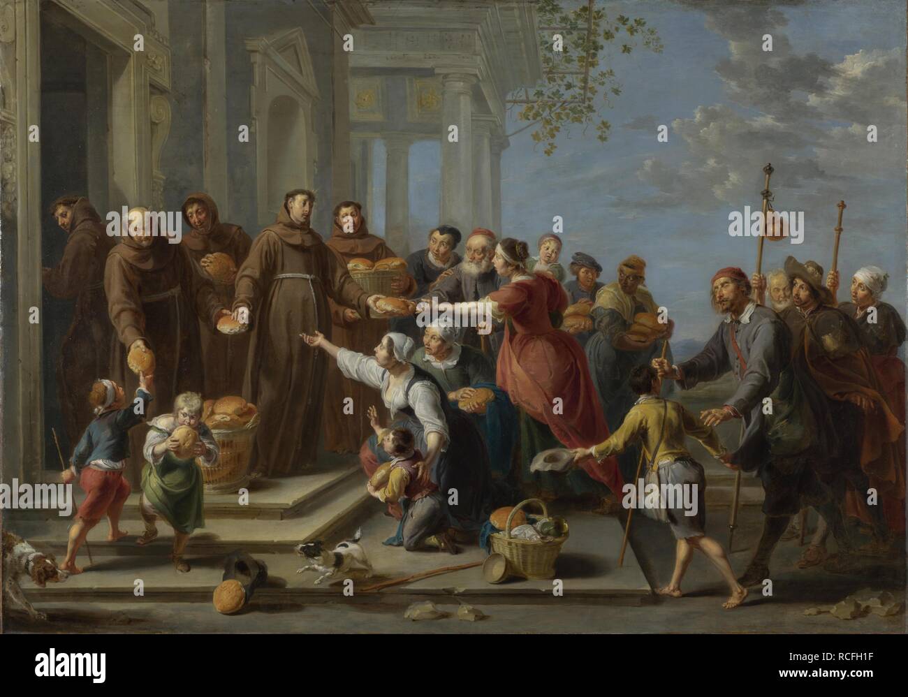 Der heilige Antonius von Padua Verteilen von Brot. Museum: National Gallery, London. Autor: Herp, Willem van, der Ältere. Stockfoto