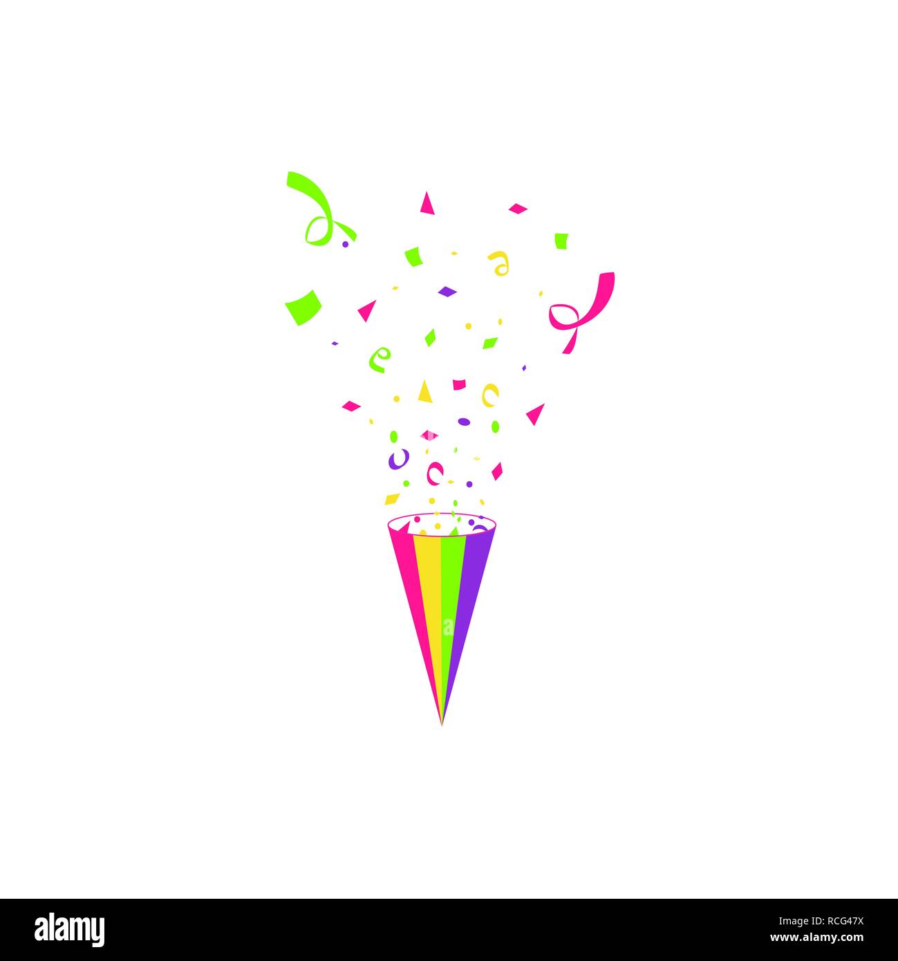 Bunte Konfetti Burst auf weißem Hintergrund. Festliche Vorlage. Vector Illustration fallender Teilchen für den gebotenen Design Stock Vektor