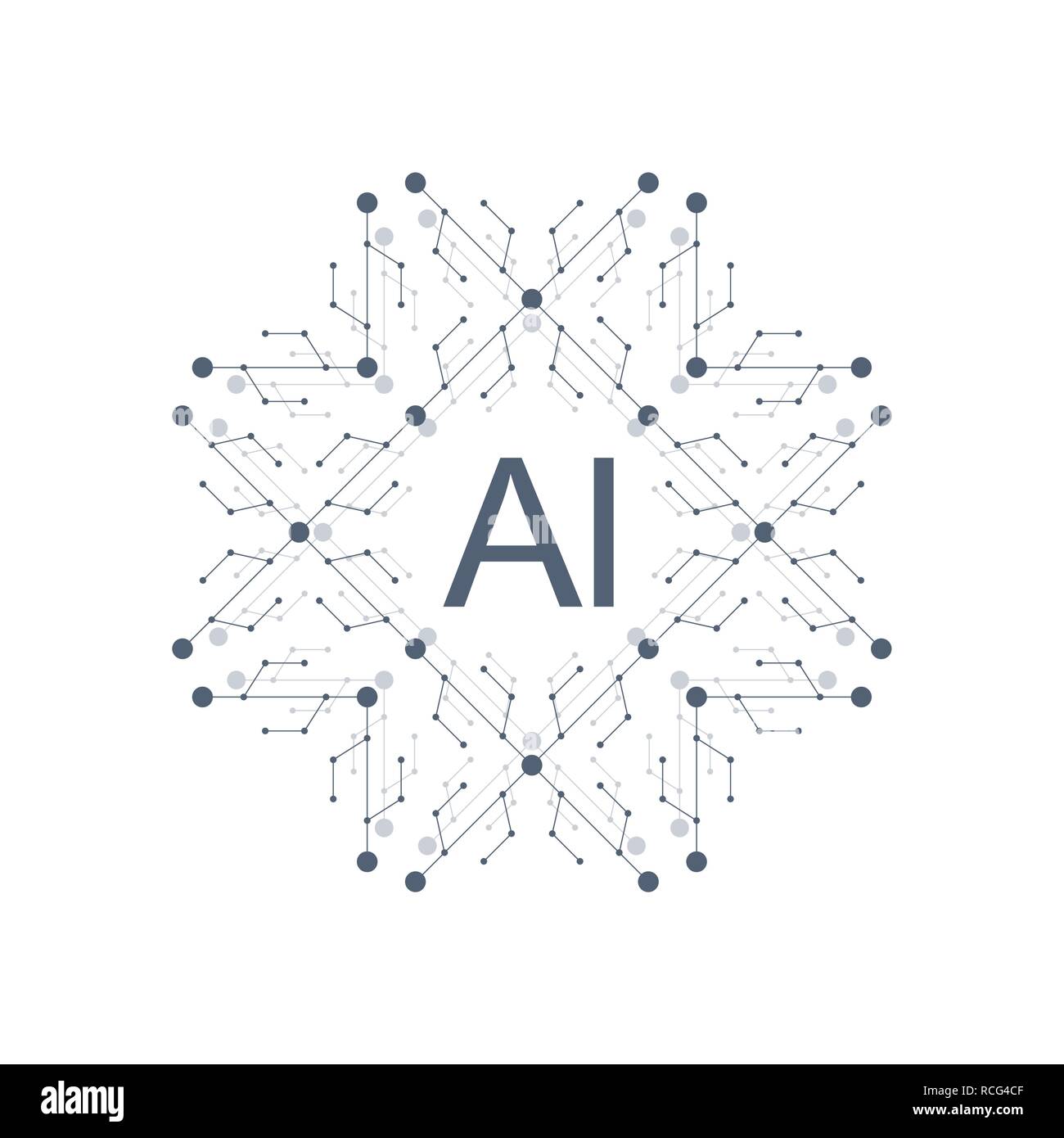 Künstliche Intelligenz Logo Symbol Vektor symbol AI. Vertieftes Lernen und zukünftige technische Konzeption. Stock Vektor