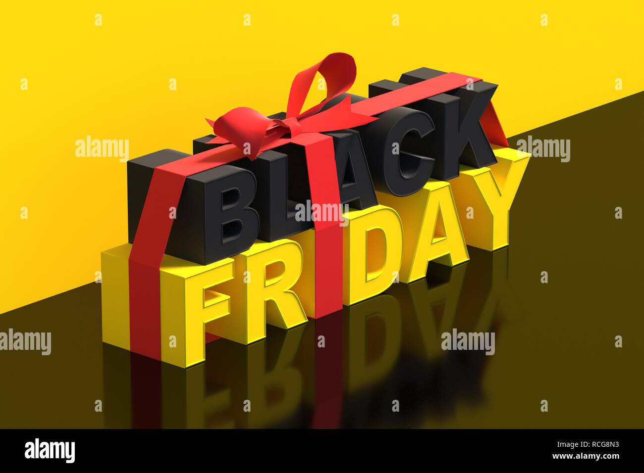 3D-Illustration für Schwarzer Freitag mit Band. Stockfoto