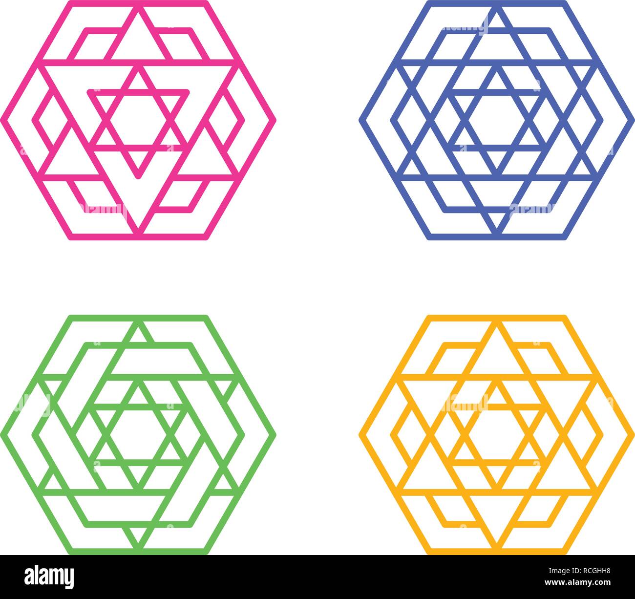 Satz von Islamischen hexagon Fensterrahmen, vector art design Stock Vektor