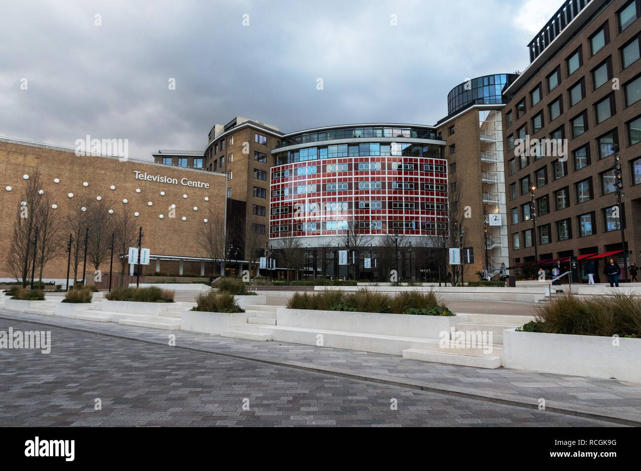 London, England - Januar 2019: Television Centre, Wood Lane, Weiße Stadt, ehemals BBC Television Centre) Stockfoto